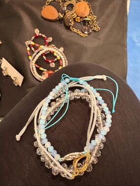 Stackable Blue & Clear Beaded Bracelet Set